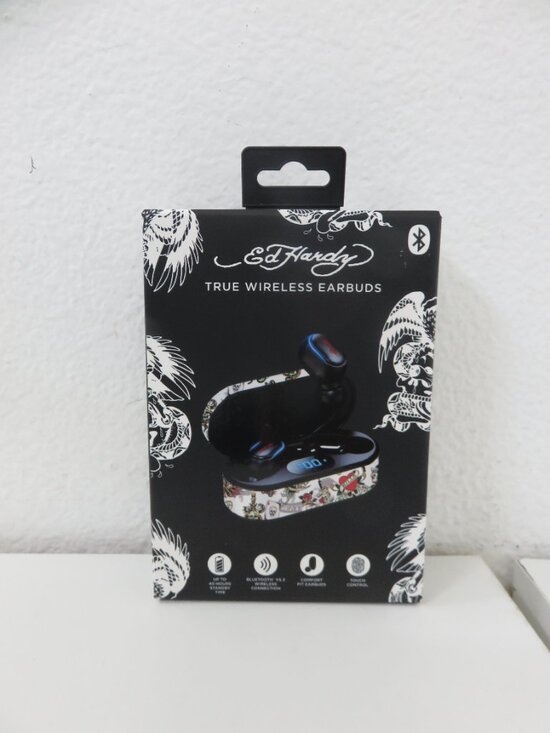 (#135) ED HARDY TRUE WIRELESS EARBUDS WITH CHARGING CASE